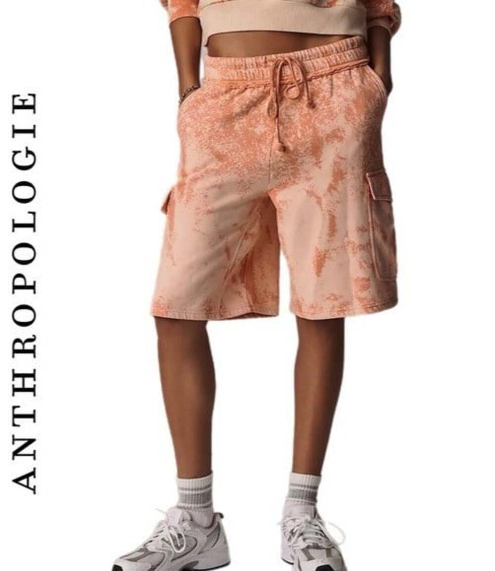 Anthropologie Daily Practice Women's Medium Orange Cargo Long Beach Shorts Y2K